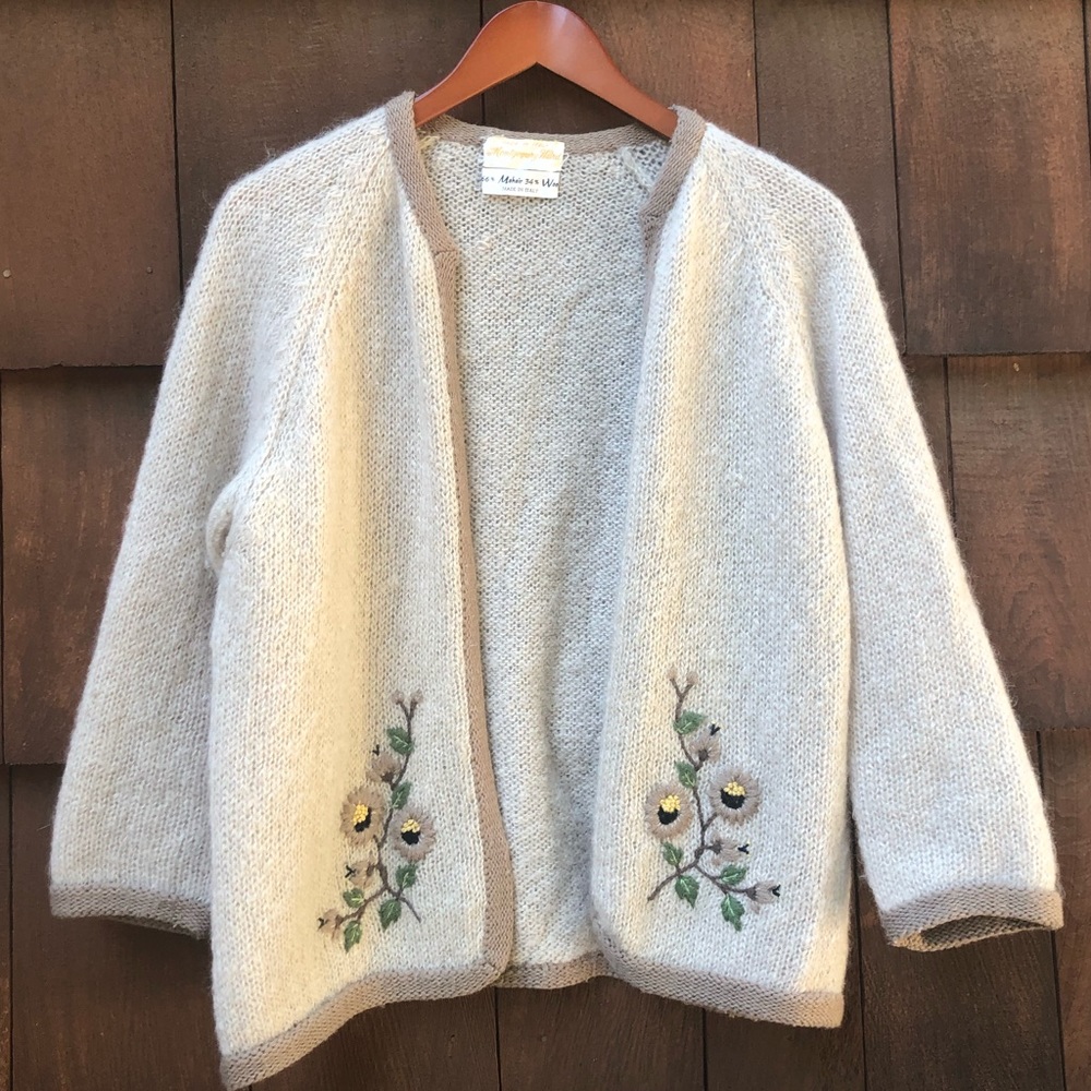 Floral Vintage Mohair Wool Made in Italy Cardigan